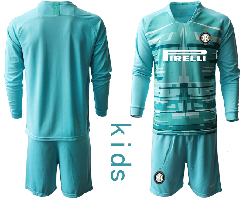 Youth 2020-2021 club Inter Milan blue long sleeved Goalkeeper blank Soccer Jerseys